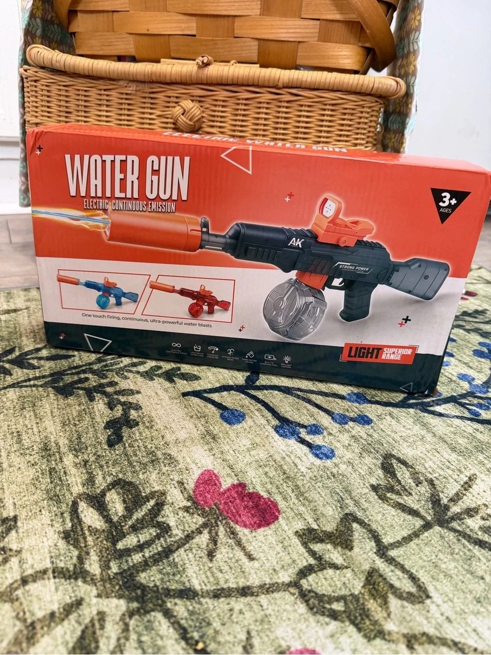 Electric Continuous Emission Water Gun - Black & Orange